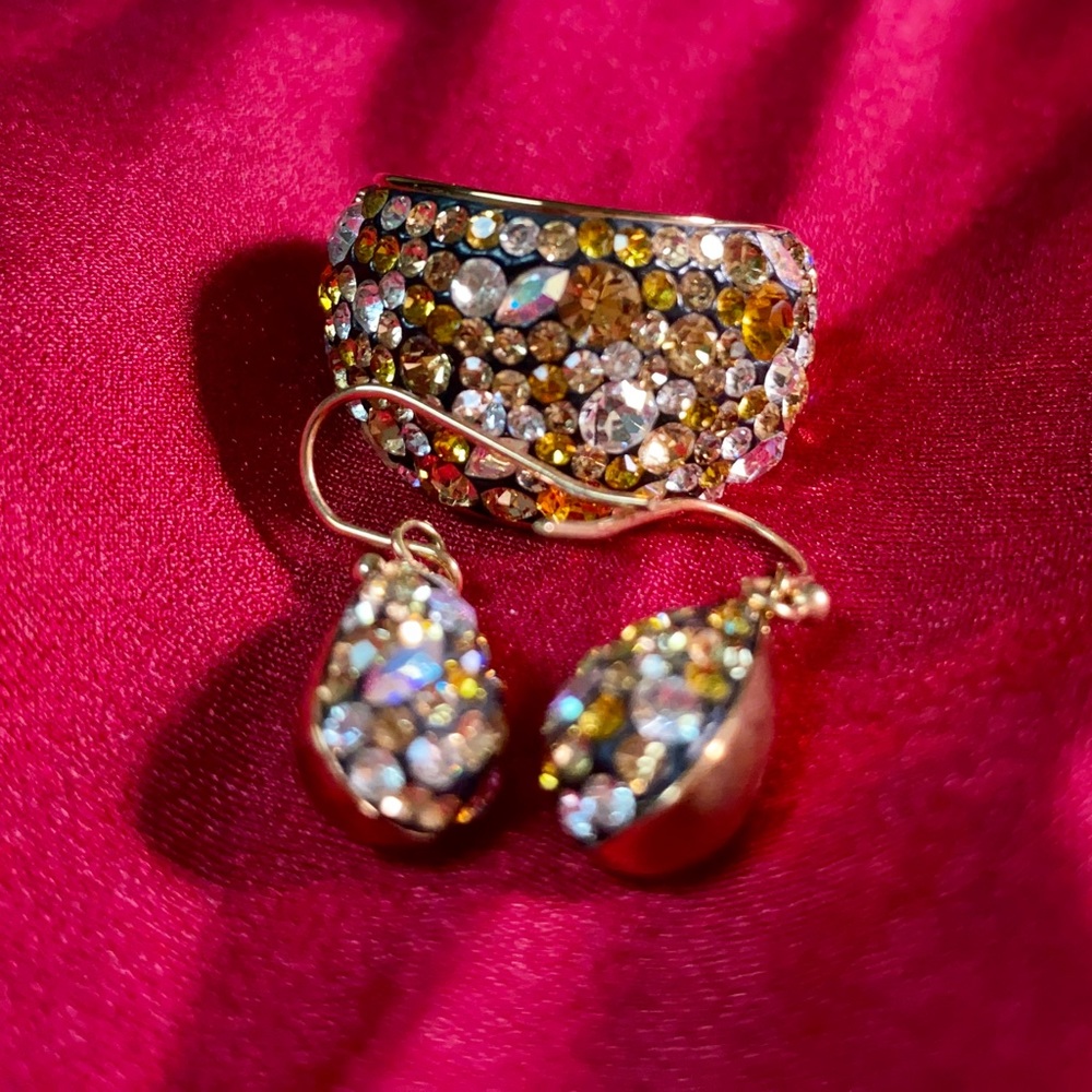 INOX sz 8.5 Stainless Steel Cocktail Ring & Earrings